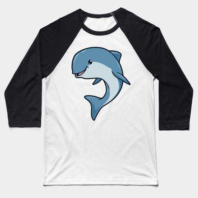 Kawaii porpoise Baseball T-Shirt by Modern Medieval Design